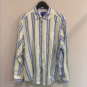 Tommy BahamStriped Blue and Green size  L Men’s  Shirt